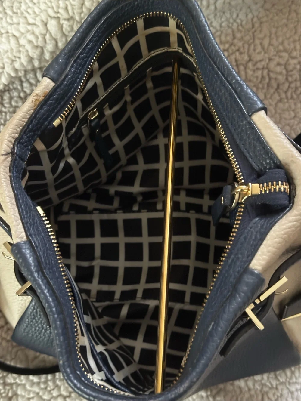 Kate Spade Brandy Holden Street Two-Tone Purse Blue Cream Leather Bag (see phot)